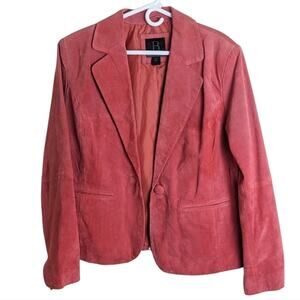 Pink Suede Jacket Lined Pockets Split Wrists Women's Size XL